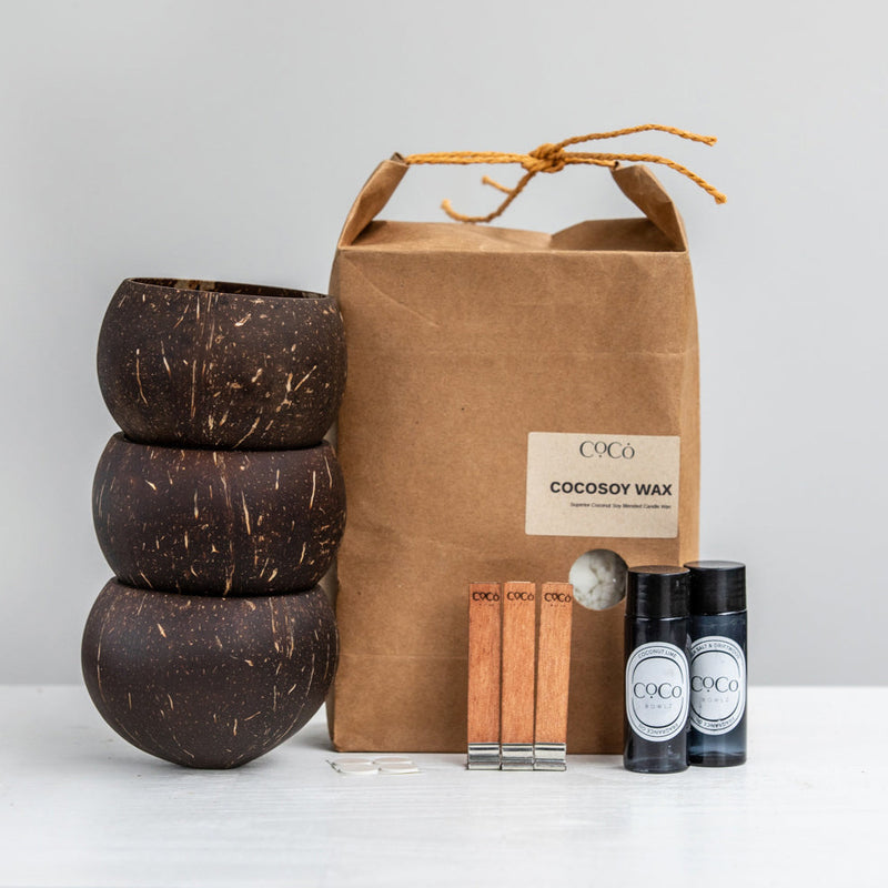 Candle Making Kit Coconut Set of 3 - Starter DIY Kit With Soy Wax Blend & 60ml Fragrance
