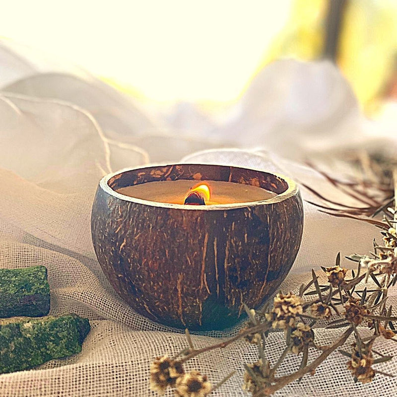 Clear Quartz Crystal Coconut Candle (Balance)