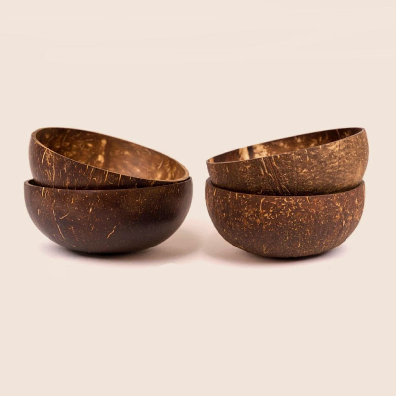 Coconut Shell Bowls Combo Set of 4 (2 Original, 2 Natural)