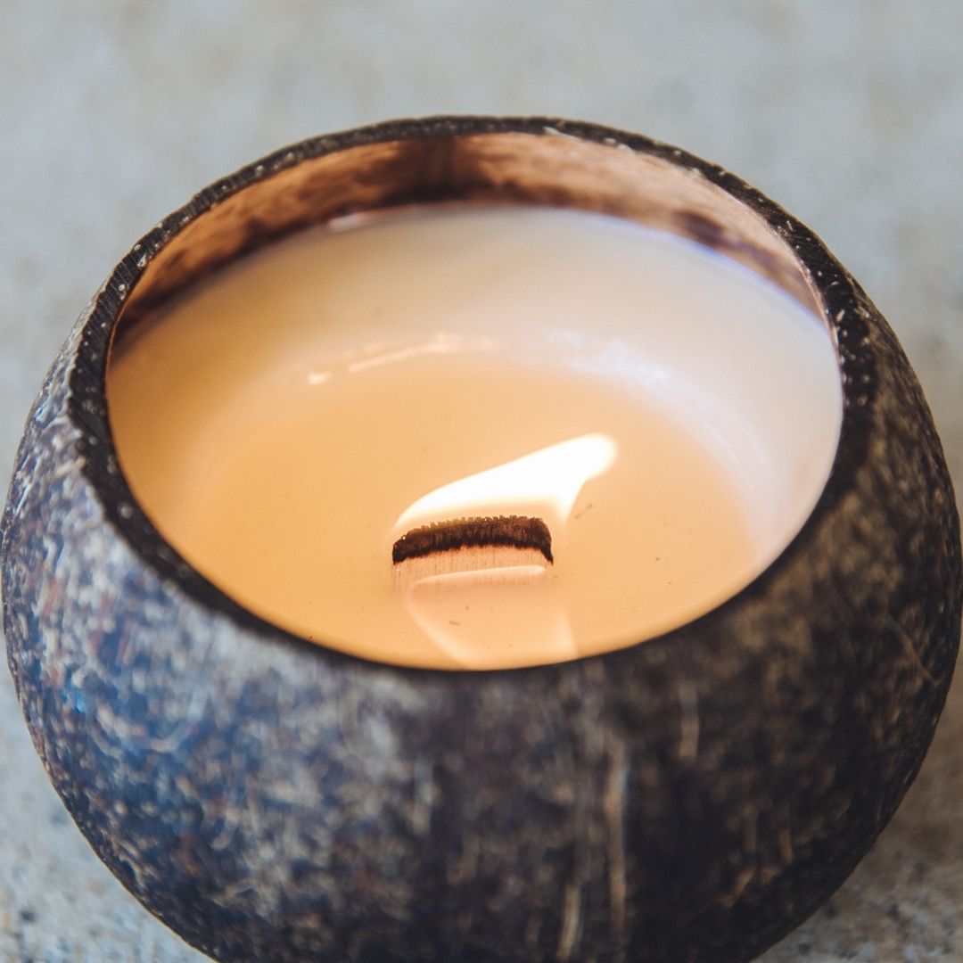Amazonite Crystal Coconut Candle (Communication)