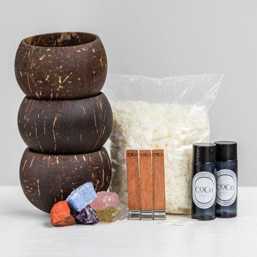 Crystal Candle Making Kit - Starter DIY Kit With Coconut Soy Wax & 60ml Scent